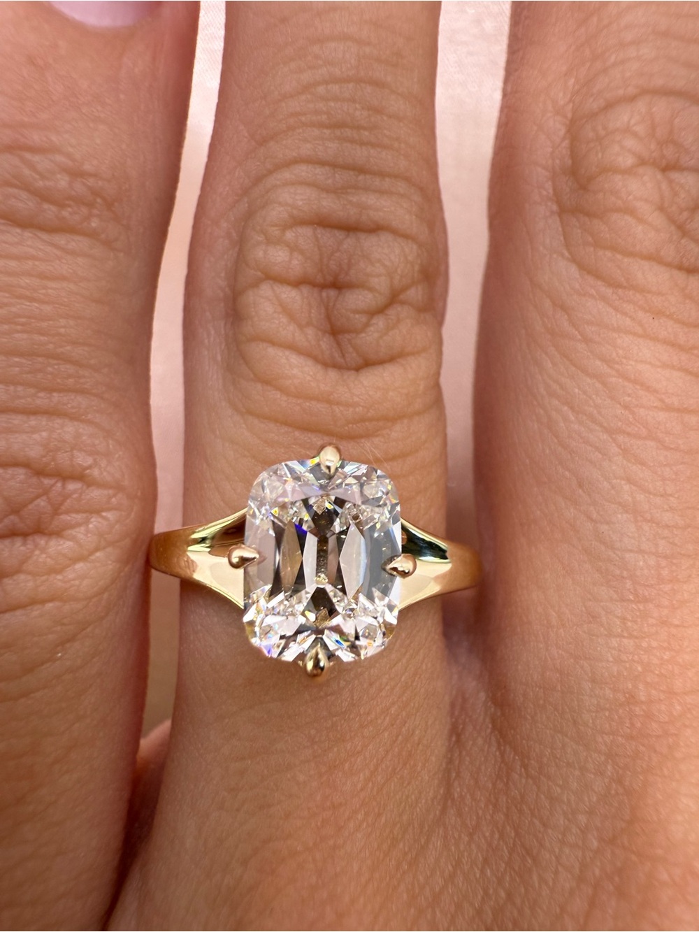 2.02 carat D VVS2 old mine cut cushion lab diamond solitaire compass prongs enga